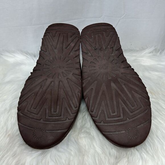 UGG Neural Dark Tea Brown Textured Leather Chukka Boots‎ Sz 13 main image 2